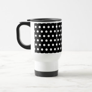 Caneca Térmica Teste padrão de bolinhas preto e branco. Manchado