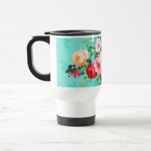 Caneca Térmica Teste padrão rosa vermelha elegante dos rosas