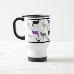 Caneca Térmica Teste padrão roxo do Natal do veado dos cervos