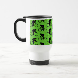 Caneca Térmica Teste padrão verde e preto da bicicleta