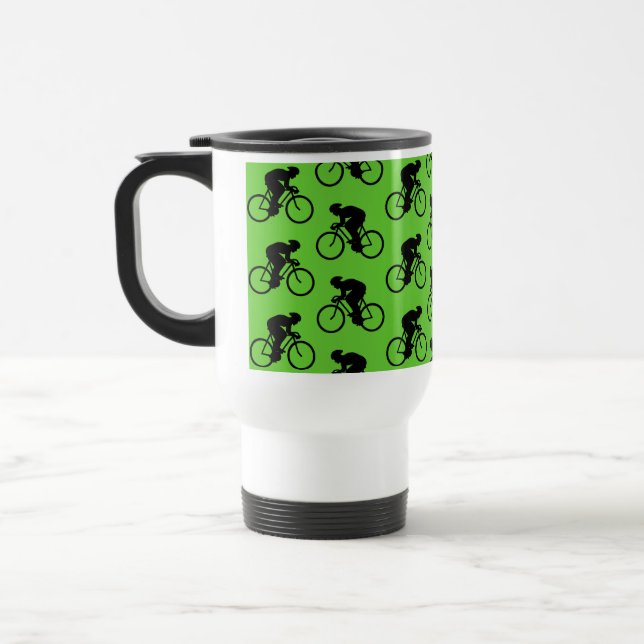 Caneca Térmica Teste padrão verde e preto da bicicleta (Esquerda)