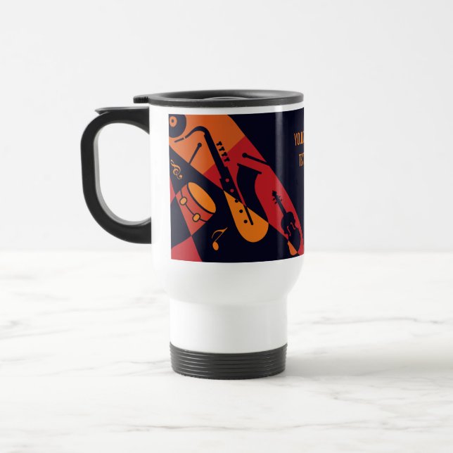 Caneca Térmica Texto personalizado Abstrato de músicas (Esquerda)