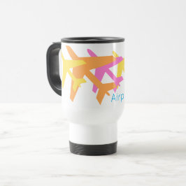 Caneca Térmica Texto Personalizado Colorido do Modo de Avião