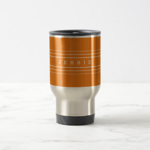 Caneca Térmica Texto personalizado e faixas modernas   Laranja