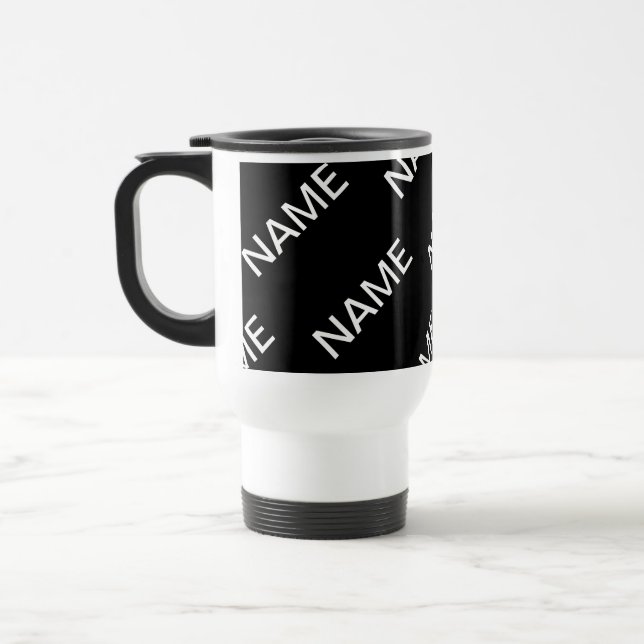 Caneca Térmica Texto personalizável | Preto e Branco Moderno Negr (Esquerda)