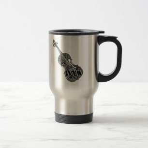 Caneca Térmica Texto Preto de Arte em Forma de Violino