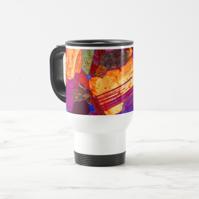 Caneca Térmica Textura de Rocha em Seção Delgada de Granito (Frente Esquerda)
