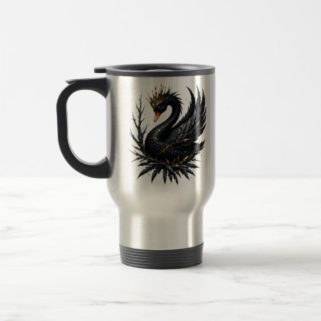 Caneca Térmica The Obsidian Swan of Moonlit Grace. In the twiligh (Esquerda)