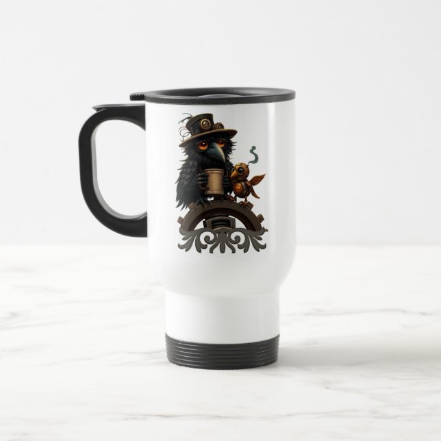 Caneca Térmica The raven powered by Coffee (Esquerda)