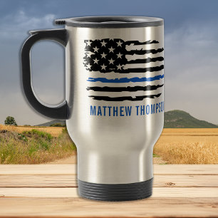 Caneca Térmica Thin Blue Line - American Flag USA Blue - Polícia