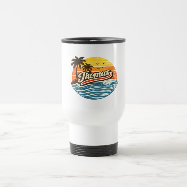 Caneca Térmica Thomas Retro Sunset Name Design (Centro)