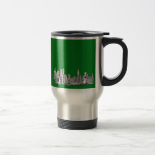 Caneca Térmica Tinta da skyline de New York no verde