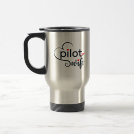 Caneca Térmica Tipografia de esposa piloto e avião simples, minim