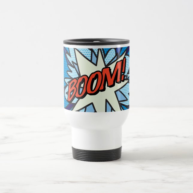 Caneca Térmica Tipografia Divertida Moderna de Quadrinhos BOOM (Centro)