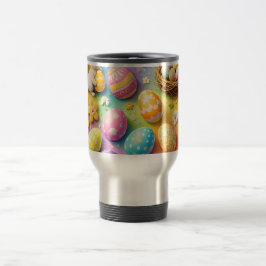 Caneca Térmica Title whimsical Easter bunny and colourful egg pat