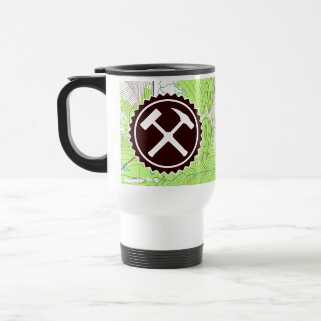 Caneca Térmica Topo Map and Rock Hammers with Your Name (Mapear e (Esquerda)