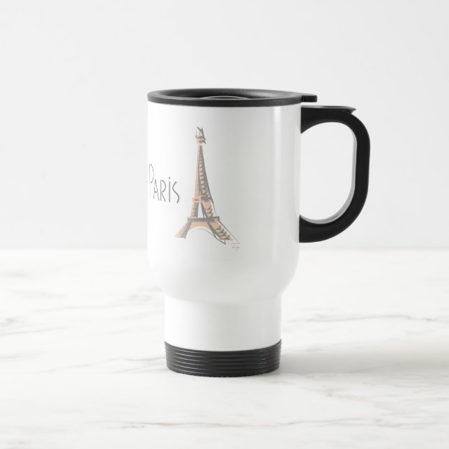 Caneca Térmica Torre Eiffel cinzenta abstrata de PARIS (Direita)