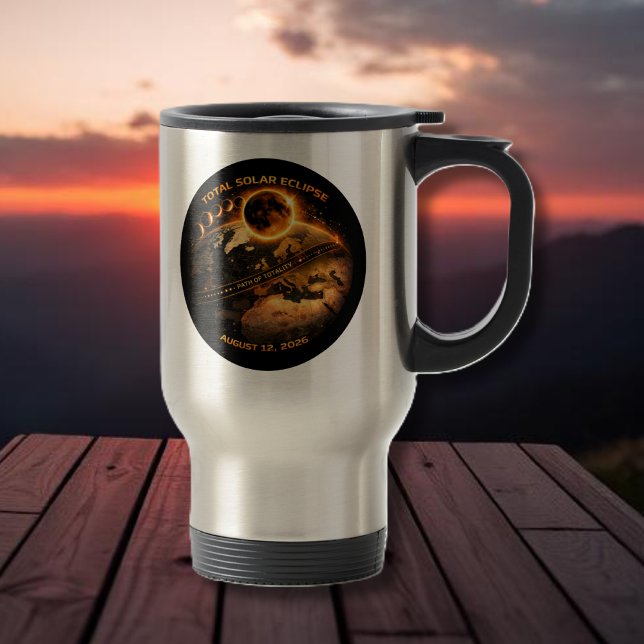 Caneca Térmica Total Solar Eclipse 2026 Path of Totality (Total Solar Eclipse 2026 Path of Totality Travel Mug )
