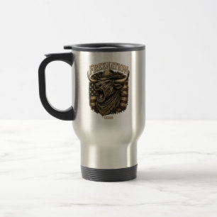 Caneca Térmica Touro Longhorn Rugindo Bandeira Americana western