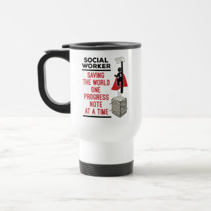 Caneca Térmica Trabalhador Social Nota de Progresso Engraçada Tra