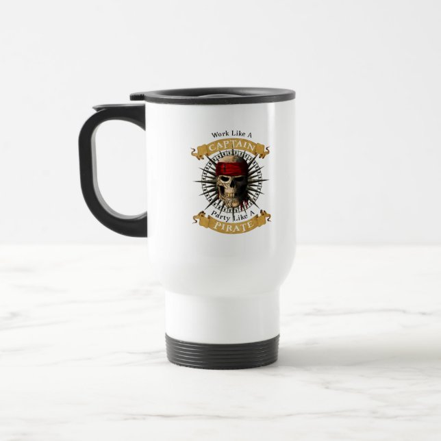 Caneca Térmica Trabalhar Como Uma Festa De Capitã Como Uma Joll D (Esquerda)