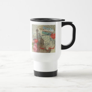 Caneca Térmica Trabalho de arte de Colagem de Nova Iorque de Vint