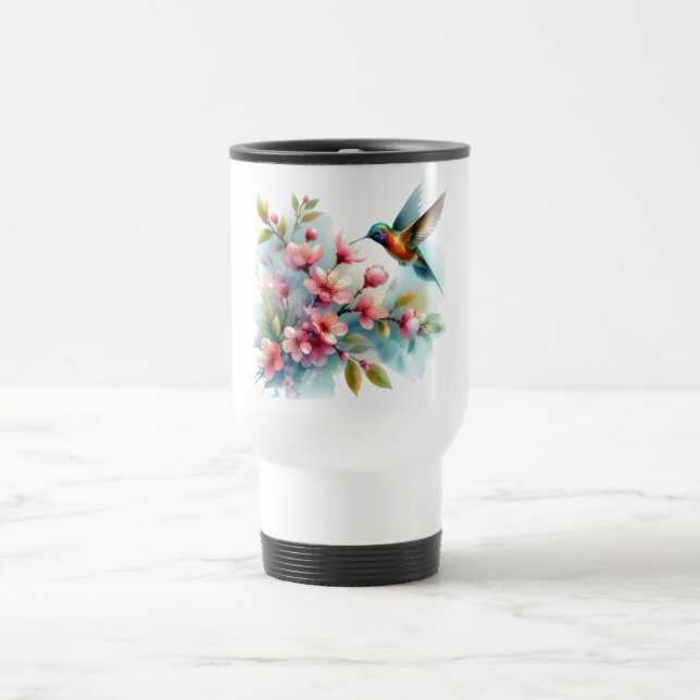 Caneca Térmica Trabalho de arte de pássaro-primavera (Centro)