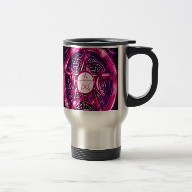 Caneca Térmica Trabalho de arte do Pentátopo rosa (Direita)