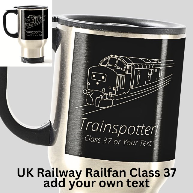 Caneca Térmica Trainspotter Classe 37 Railfan UK Rail Diesel (Criador carregado)
