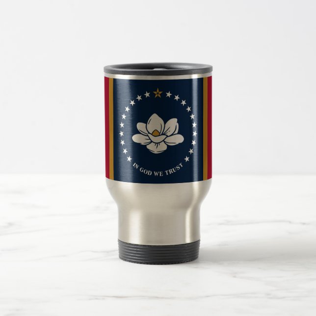 Caneca Térmica Travel Mug with Flag of Mississippi State, USA (Centro)