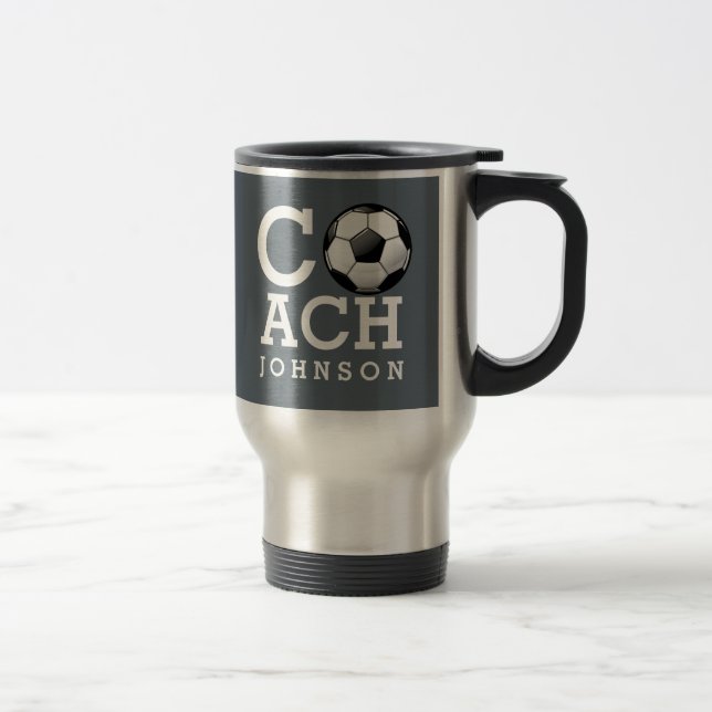 Caneca Térmica Treinador de Futebol de Nome Personalizado (Direita)
