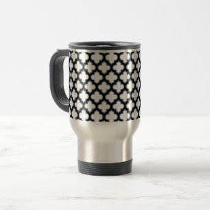 Caneca Térmica Trellis branca e preta, lete, quatrefoil