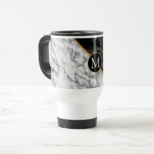 Caneca Térmica Trendy Black & White Marble Stone - Adicionar Sua