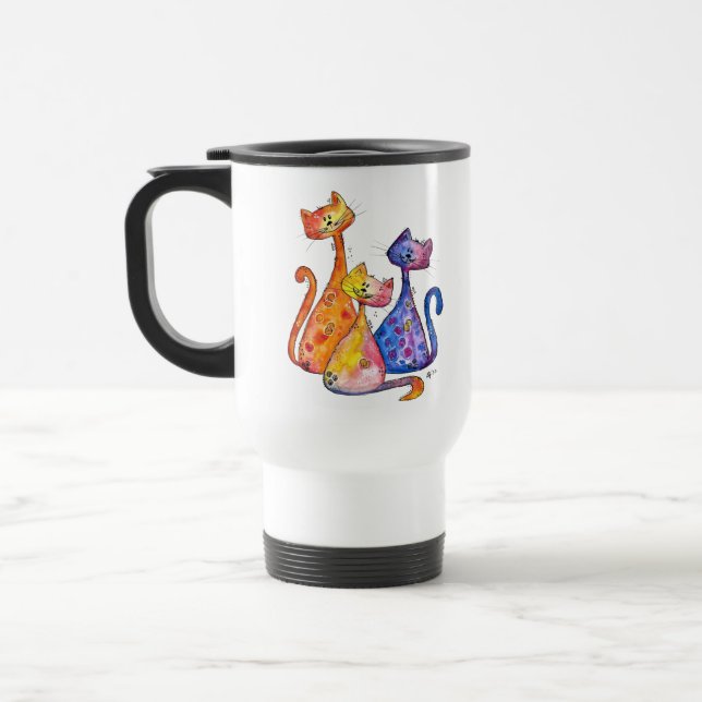 Caneca Térmica Três Gatos Brancos (Esquerda)