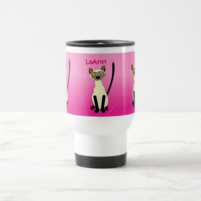 Caneca Térmica Três inoxidáveis personalizados rosa dos gatos (Centro)