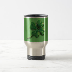 Caneca Térmica Trevo Irlandês Verde Moderno