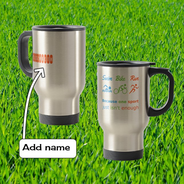 Caneca Térmica Triathlon natação motocicleta citação esportivos p (Criador carregado)