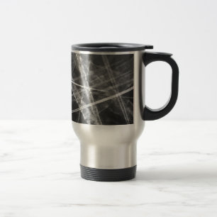 Caneca Térmica Trilhos de jato preto e branco