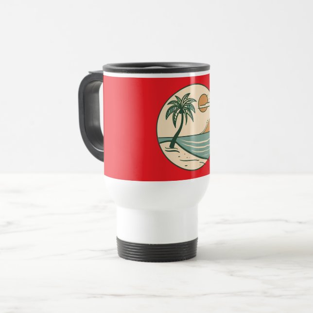 Caneca Térmica Tropical Beach Sunset Coffee Mug (Frente Esquerda)