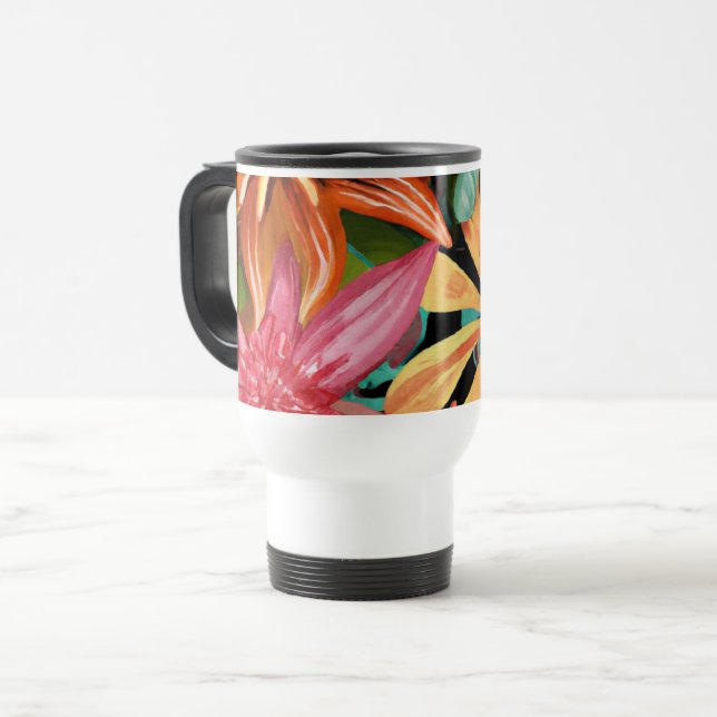 Caneca Térmica tropical/havaiano/floral/floral (Frente Esquerda)