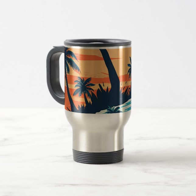 Caneca Térmica Tropical Sunset Beach Coffee Mug – Relaxing Palm (Frente Esquerda)