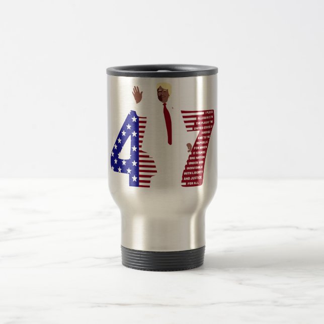 Caneca Térmica Trump 47 Pledge of Leiance USA (Centro)