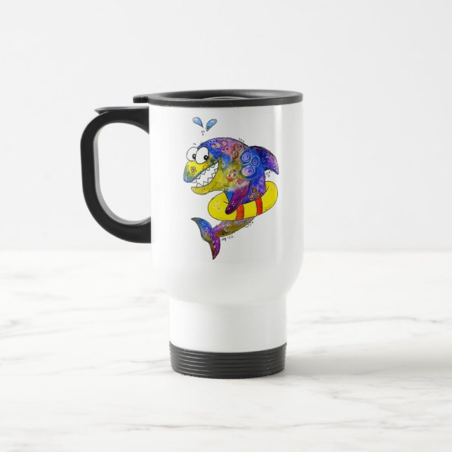 Caneca Térmica Tubarão-branco-branco-corante no chão (Esquerda)