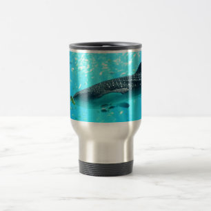 Caneca Térmica Tubarão de baleia azul legal do na moda chique da
