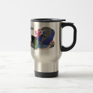 Caneca Térmica Tubarão engraçado assistindo desenhos animados n