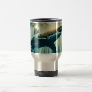 Caneca Térmica Tubarão no mar azul profundo e luz solar