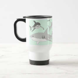 Caneca Térmica Tubarões-do-oceano, Design azul