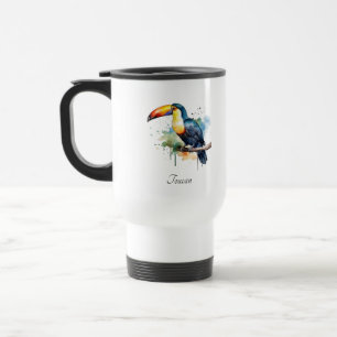 Caneca Térmica Tucano no Ramo Arte em Aquarela, personalizado