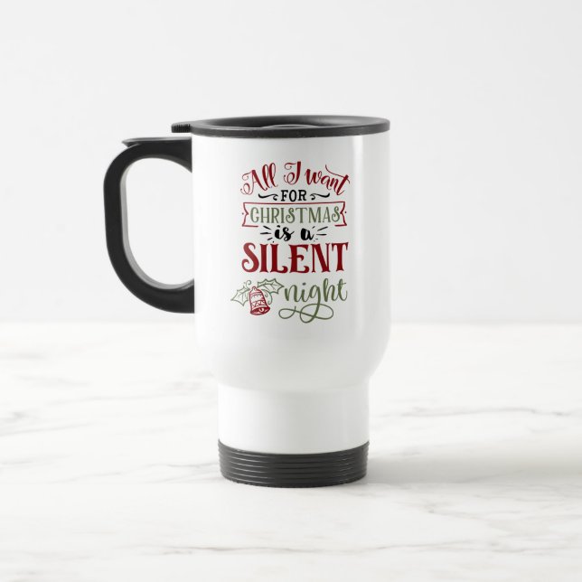 Caneca Térmica Tudo o que quero para o Natal é uma citação noturn (Esquerda)