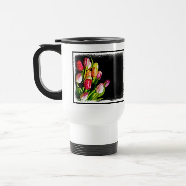 Caneca Térmica Tulip Painting - Original Flower Art (Esquerda)